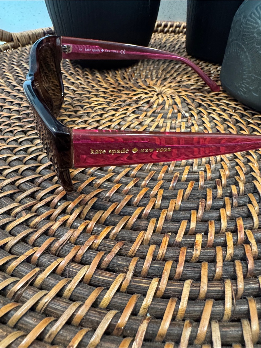 kate spade Pink Tortoise Square Sunglasses with Brown Lenses